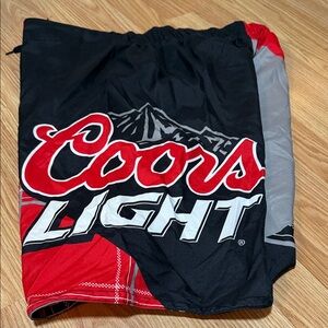 Coors Light Men's Black and Red Swim Board Shorts